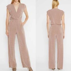 NWT Ripley Rader Slinky Jumpsuit Beige Size Medium NEW